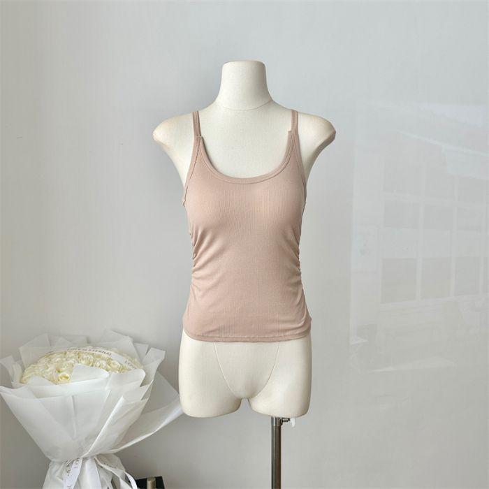 Vestă cu bretele Hot Girl pentru femei În vară Nouă Slim și spate frumos Purtare în interior și exterior Top versatil scurt cu culoare solidă