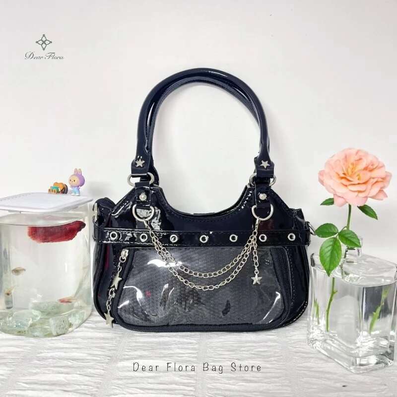 Y2k Fashion Women Shoulder Bag Cute Sweet Ita Bag Lolita Girls Transparent Pocket DIY Display Handbag Fashion Underarm Bag Purse