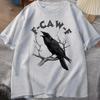 F Caw Funny Crow Tshirt Unisex Women Humor Unhinged Animal T Shirt Vintage Graphic T Shirts Comfortable Male Clothes