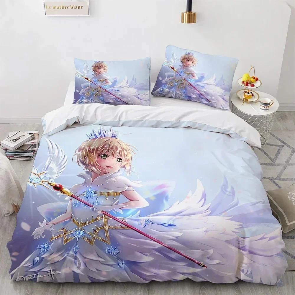 3D Cardcaptor Sakura Bettwäsche-Set Bedrucktes Bettwäsche-Set Mit Kissenbezug Bettbezug Weich Einzel Doppel Queen King Size Heimtextilien