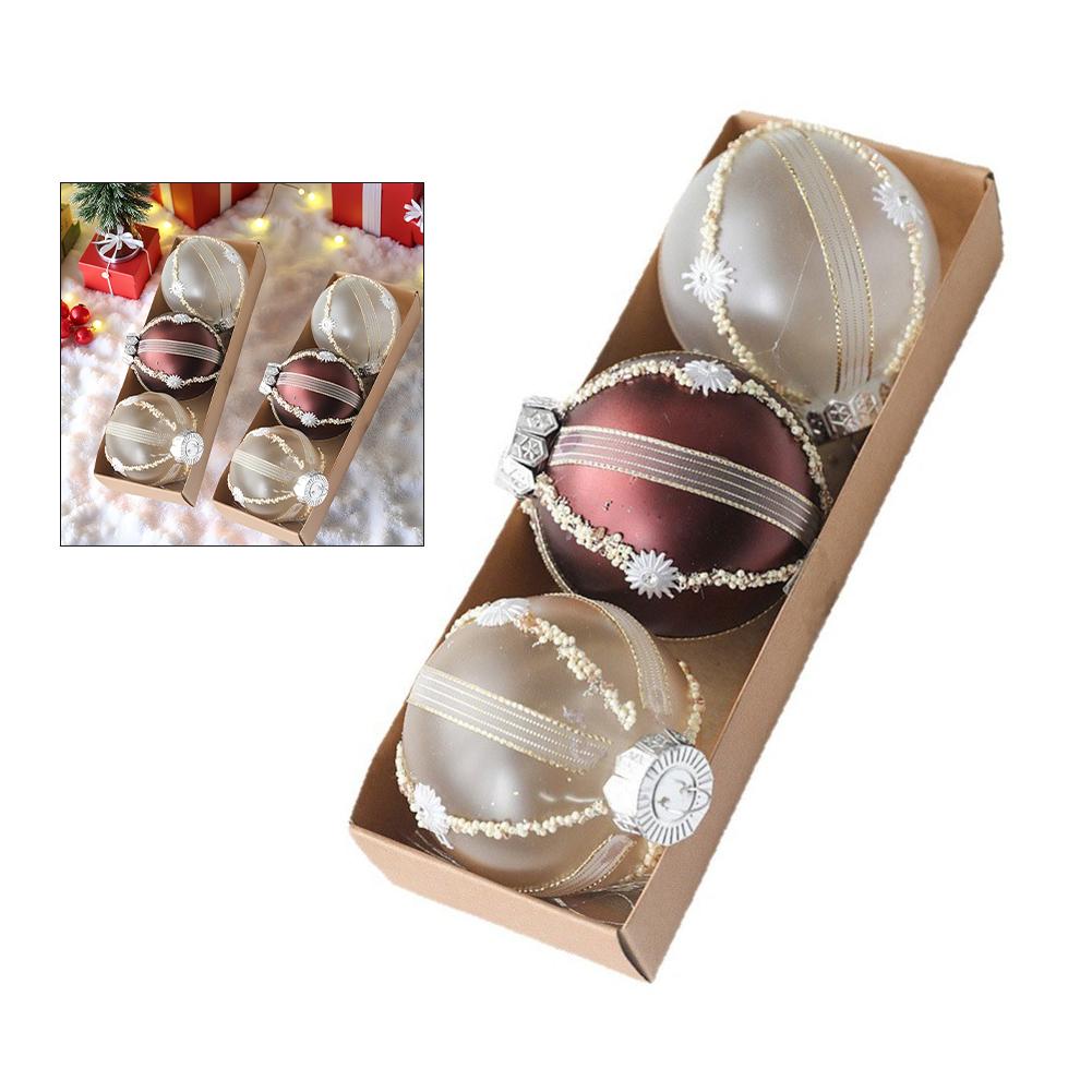 3 Pack Christmas Balls For Tree Hanging Decoration Ornaments 8cm Shatterproof Plastic Suitable For Holiday And Event Use