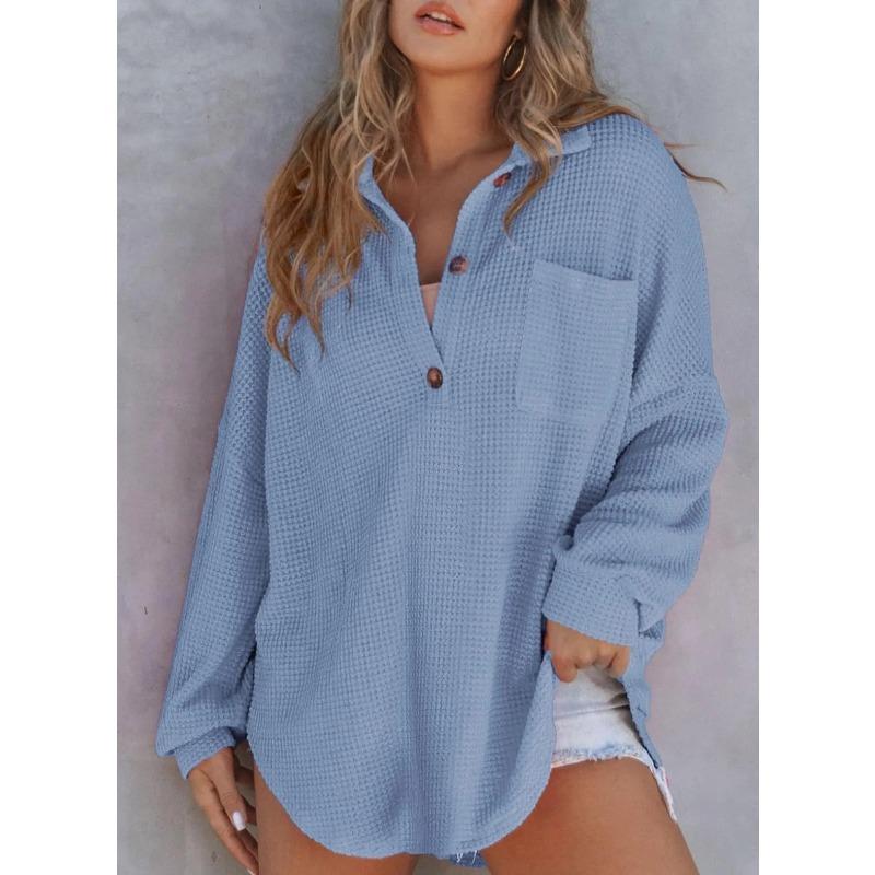 MGHR Women's Fashion Casual Autumn Winter POLO Neck Long Sleeve Blouses & Shirts