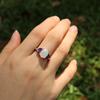 New Natural Silver Opal Ring Oval Cut 8*10mm Africa Moon Cut Deep Color Amethyst Real Gemstone Fine Jewelry 925 Sterling Silver