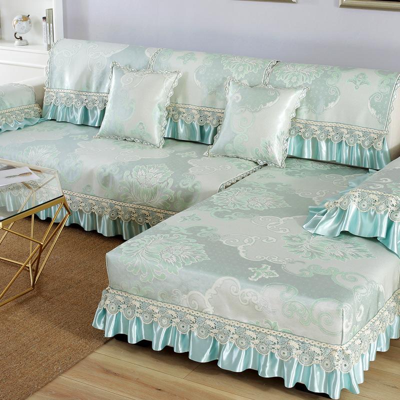 

Summer Ice Silk Mat Sofa Cushion European Non-Slip Bamboo Rattan Mat Summer Living Room Universal All-Inclusive Cover Seat Cushion 70*70cm