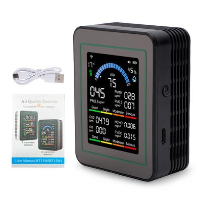10-in-1 Luftqualitätsmonitor, Farb-LCD-Bildschirm Indoor PM0.3 PM2.5 PM10 CO CO2 HCHO TVOC Temperatur Feuchtigkeit Detektor Geeignet für