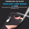 Night Light Waterproof Fishing Gloves with LED Flashlight