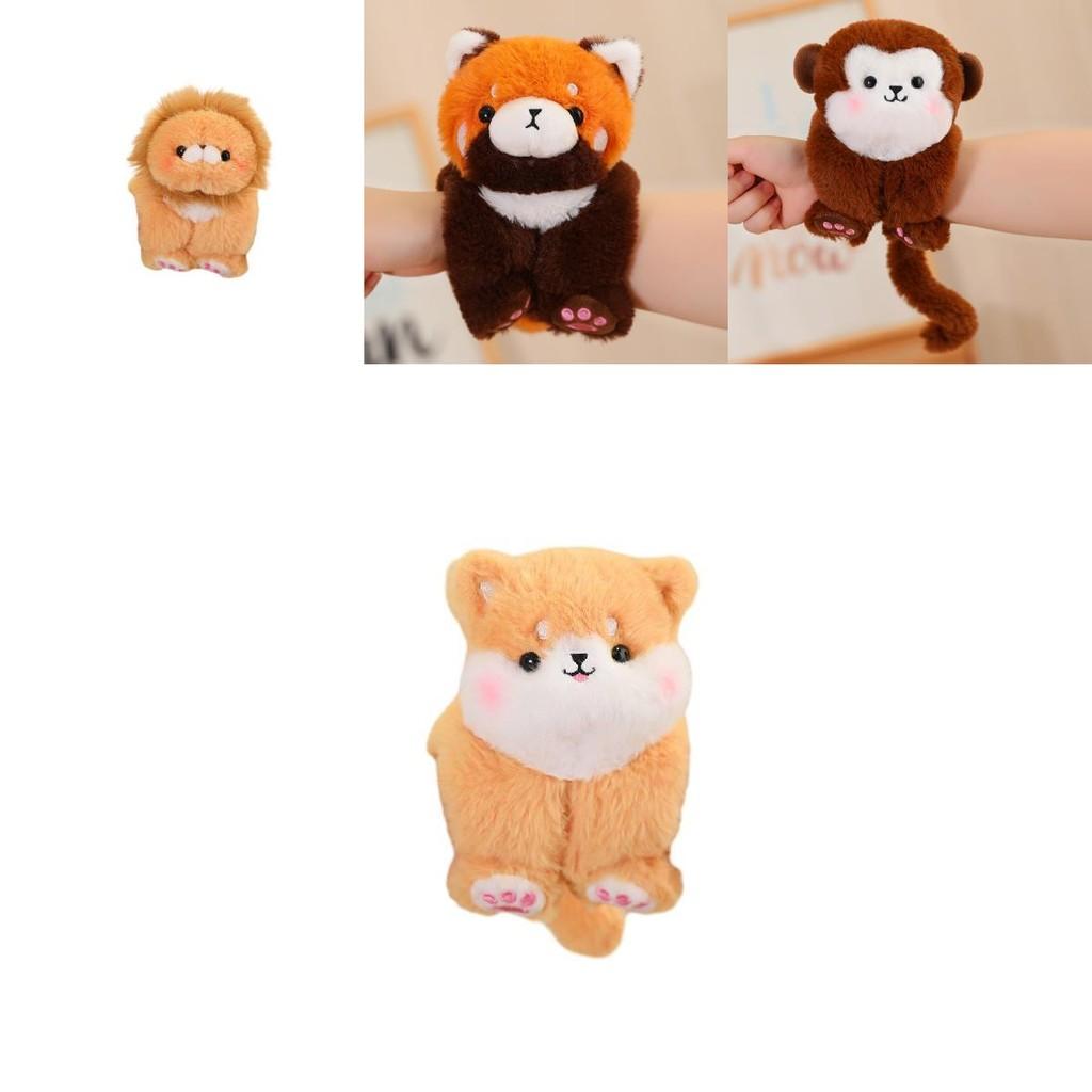 Peluche di Animali Carini con Braccialetto a Scatto Adorabile Elefante e Leone Anello da Mano Bambola di Peluche per Bambini