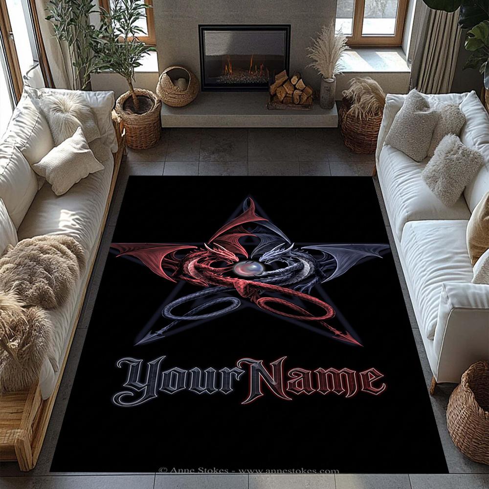 Gothic Illustrations Customize Text Area Rug Suitable for Dining Room Living Rooms Kitchen Playrooms Antislip Carpet Decorate Offices