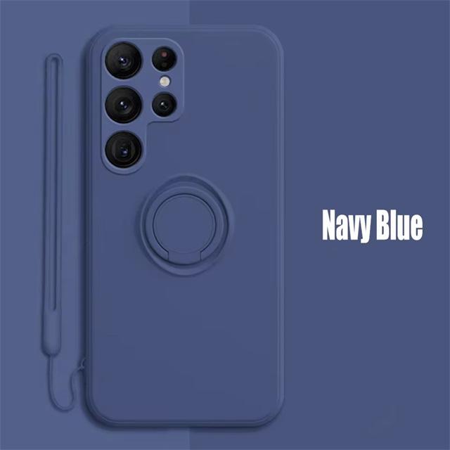 Ring Holder Magnetic Phone Case For Samsung Galaxy S25 S24 S23 S22 Ultra S21 S20 FE S10 Plus Note 20 Ultra Liquid Silicone Case