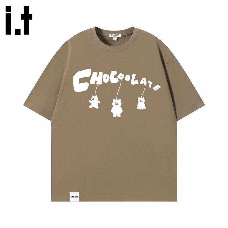CHOCOOLATEit Унисекс Хлопковая Повседневная Футболка с Коротким Рукавом L света кофе