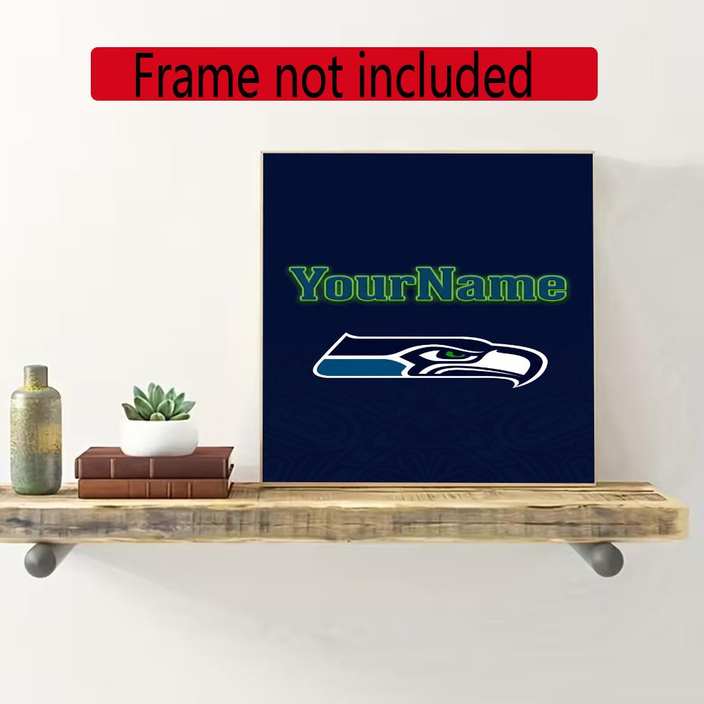 Seattle Seahawks Customize Your Name Diamond Painting Round Diamond Rhinestones Mosaic Diamond Embroidery Wall Paintings Rhinestones Gift Frameless