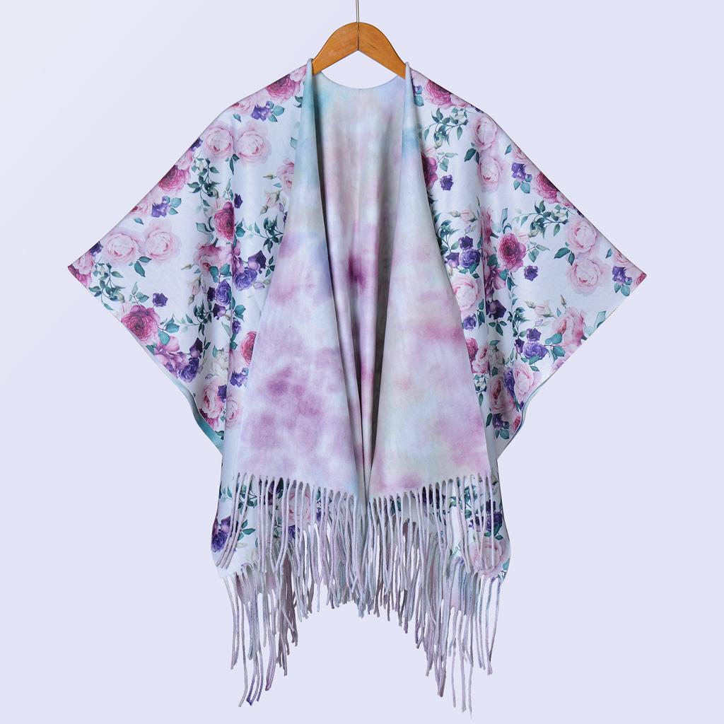 New National Style Ink Double-sided Thickened Shawl with Women's Autumn and Winter Retro High-end Photo Shawl Large Cape