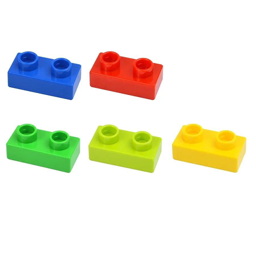 Big Size Thin Building Block 1x2 Dots 5 Colors Assembly Accessories Enlighten Large Bricks Compatible Duploes Children Kids Toys