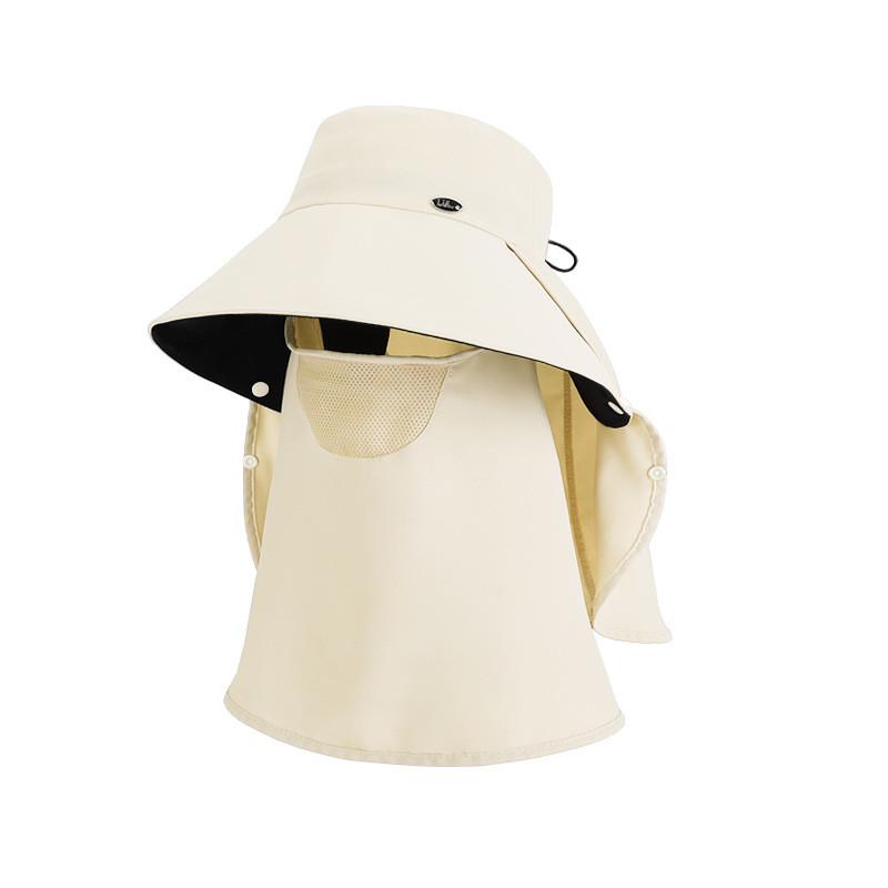 

Outdoor Sun Protection Bucket Hat With Removable Face Shield For Summer Casual Wear бежевий