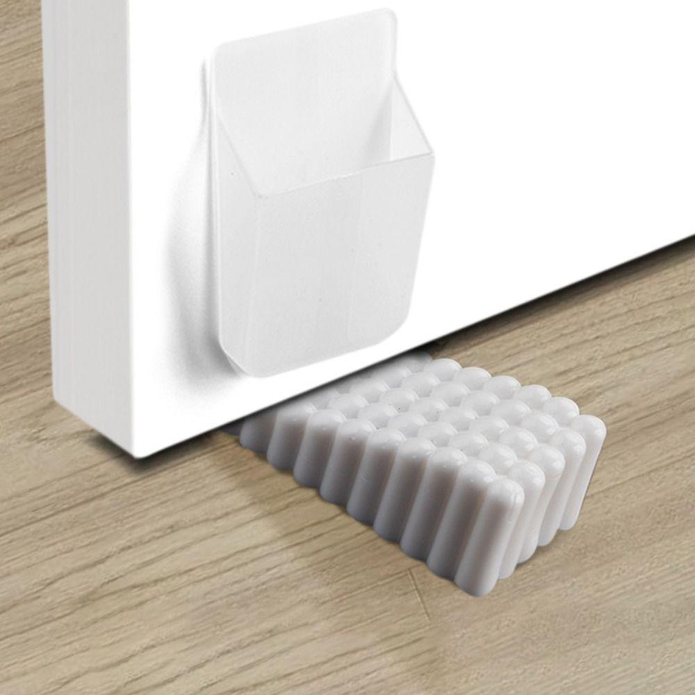 Tragbarer, bohrfreier Türstopper, reduziert Lärm, schützt die Wand, winddichter Türstopper, sicheres Silikon-Türblockiergerät, Kinder