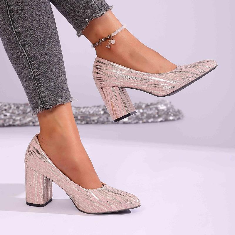 Women's Sexy Thick Heel Women's Single Shoes New Four Seasons Temperament Versatile Pointed High Heels