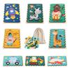 TOXINYUAN Wooden Puzzle Set of 4, Montessori Educational Toy with 8 Types of Vehicle and Animal Puzzles, Ages 3 and Up, Baby, Toddler, Boys, Girls,