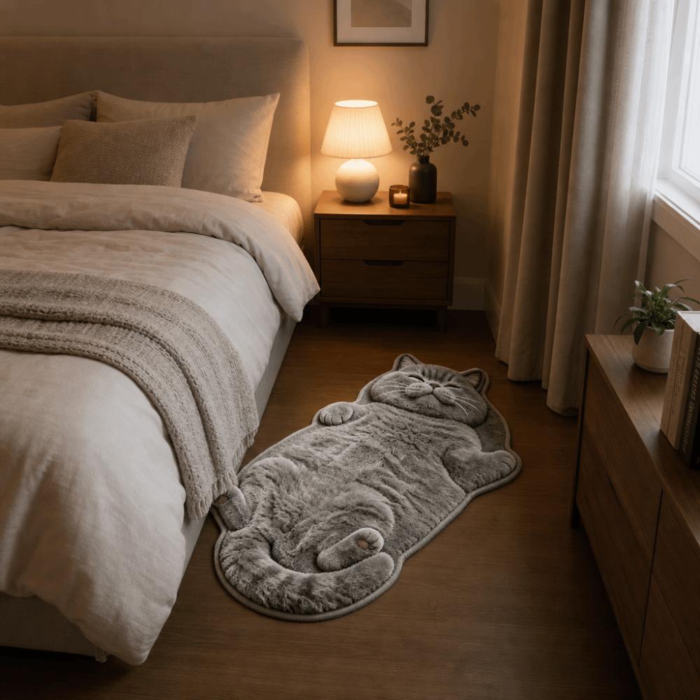 Rutschfeste katzenförmige Teppichboden Einfach zu reinigen Cartoon-Teppich Hohe Qualität Heimdeko-Teppich Schlafzimmer