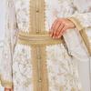 Women's Evening Gown: Stylish Long Dress Featuring Textured Floral Patterns and Gold Foil Accents