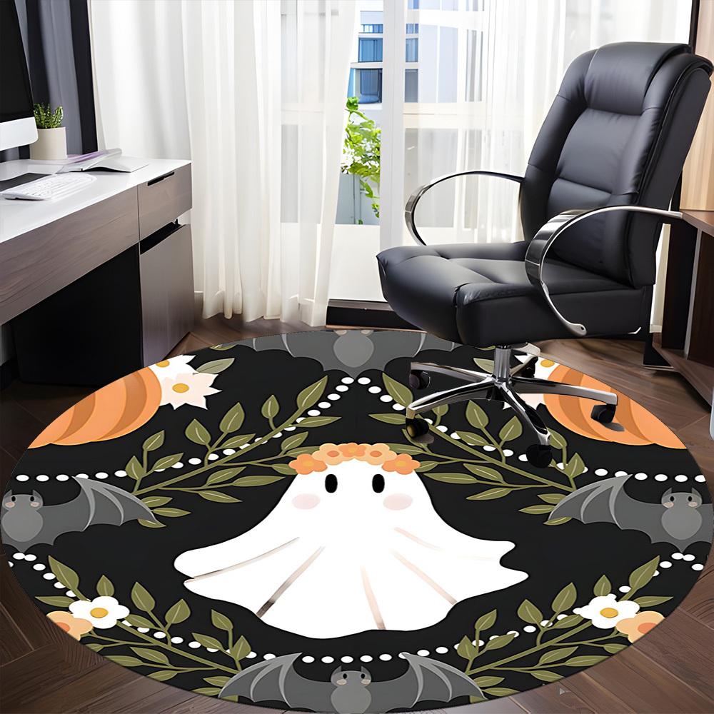 1PCGhost Bat Office Round Area Rug,  Mat Suitable For Office, Under Office Chairs Bedroom Living Room Home Decor, Room Deco