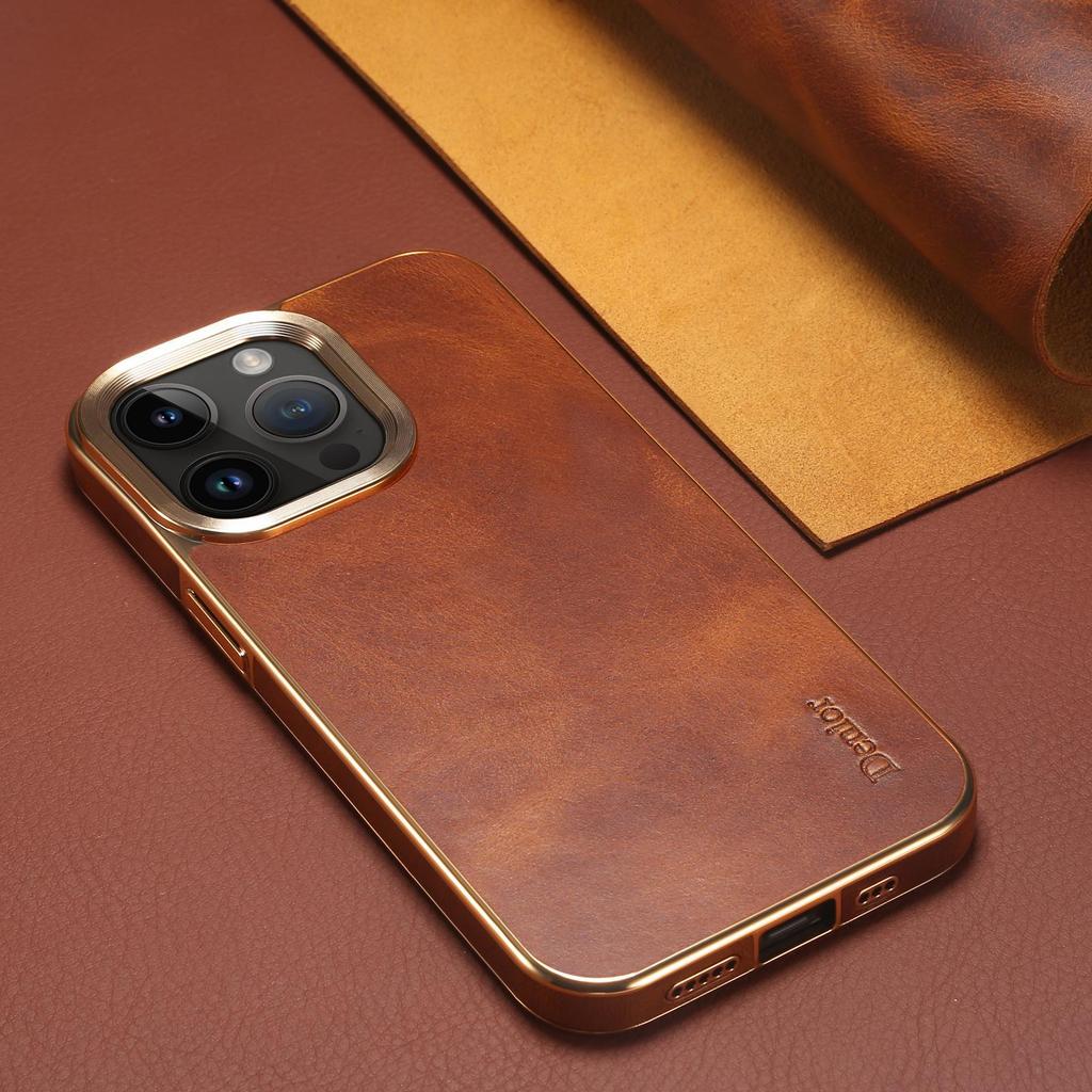 Apple 15promax Retro Phone Case, Suitable for IPhone14 Leather Oil Wax 13 Stand Card Case Business Leather Case