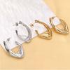 Stainless Steel Metal Twisted Hoop Earrings for Woman Vintage Gold Color Irregular Earrings Waterproof Jewelry Gifts