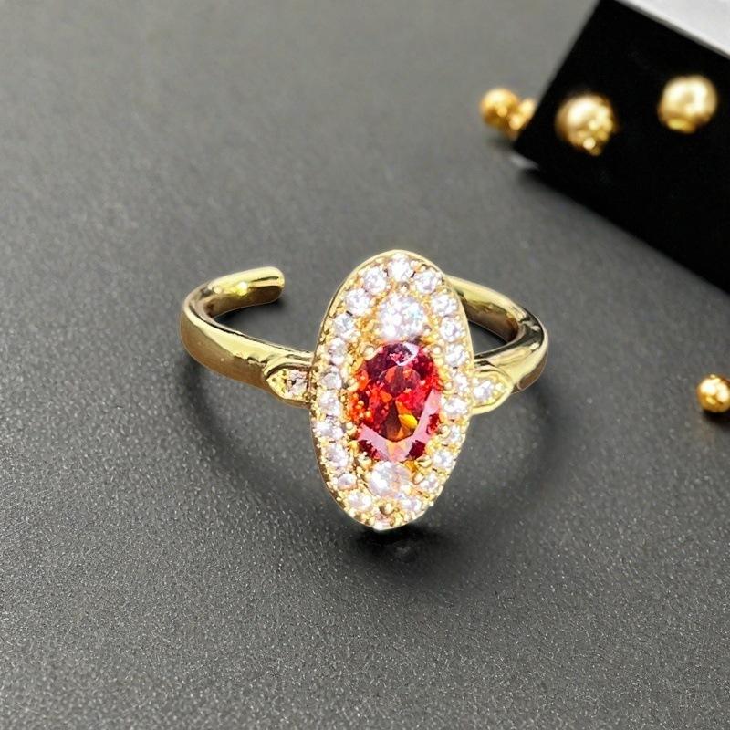 French Retro High-End Gourd Open Ring Zircon Butterfly Flower Niche Design Personalized Accessories