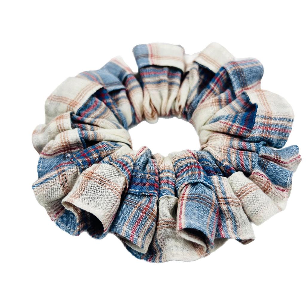 Retro Gradient Plaid Striped Scrunchie - Vintage Hair Tie for Women