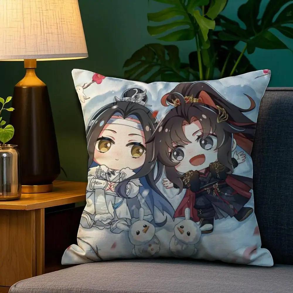 M-Mo D-Dao Z-Zu S-Shi Pillow Case Sofa Living Room Bedroom Double-Sided Printing Square Cushion Nap Time Cushion Cover