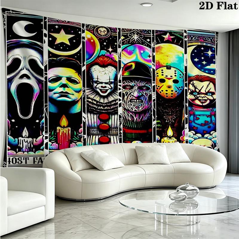 Horror Halloween Wall Tapestry Aesthetic Wall Hanging Printed Fabric Blanket Decorative Tapestries for Bedroom Living Room Home Decor