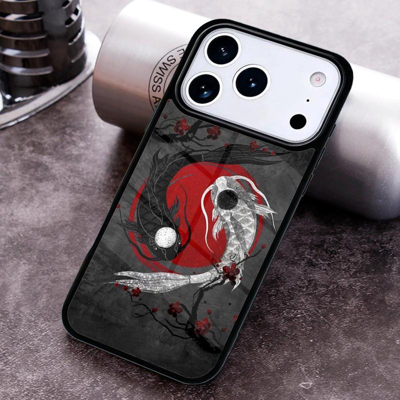 Yin Yang Koi Phone Case For iPhone 17,16e,15,14,13,12,11,Mini,Pro,MAX Soft Silicone Cover