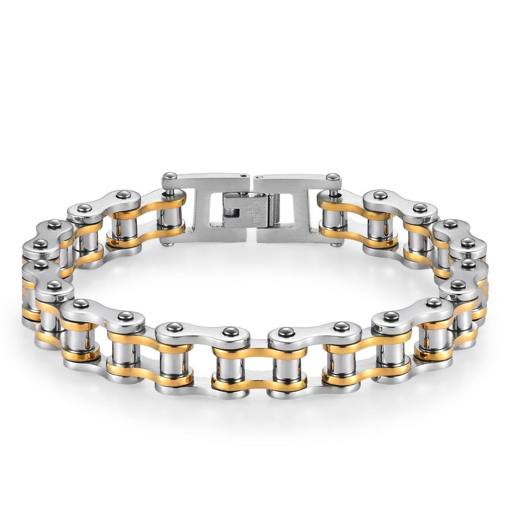 European-American Style Bicycle Chain Bracelet: Creative Rock Hip Hop Jewelry for Men & Women In Stainless Steel