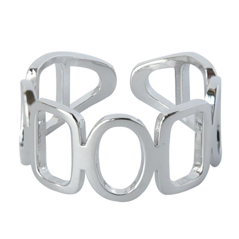 Korean Stylish Inspired S925 Silver Ring For Women With Distinctive Patterns Geometric