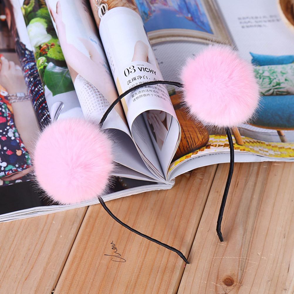 3Pcs Sky Blue Pink Red Pom Pom Ball Cat Ear Headband 15x19x5cm Kids Party Costume Accessory for Birthday Christmas Cosplay