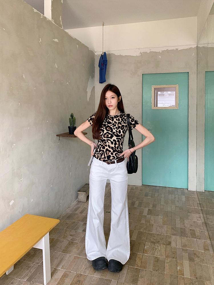 2026 New Arrival Leopard Print One-Shoulder Long-Sleeve Women's Top - Trendy European & American Early Autumn Fashion