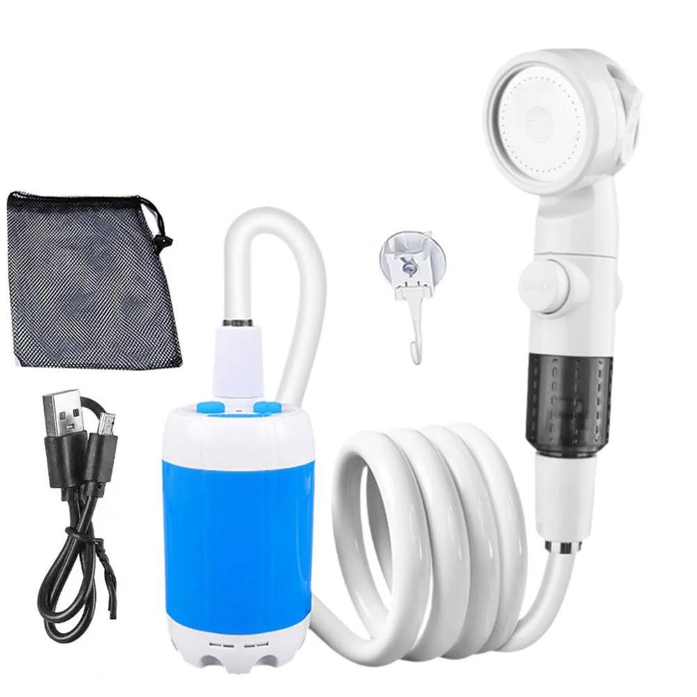 

Портативний душ для кемпінгу Зовнішній насос-душ для табору Акумуляторний електричний насос-душ 4000 мАг Акумуляторний насос-душ для кемпінгу білий