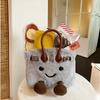 Sac cabas en peluche mignon pour femme, sac bandoulière tendance à motif dessin animé, grande capacité, bandoulière amovible, idéal pour l'automne et l'hiver.