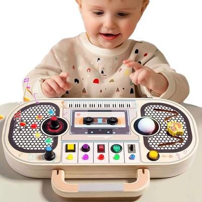 Montessori Kleinkind Spielzeug Baby Holz Aktivitätstafel Sensorik Spielzeug mit Lichtschalter Steuerplatine Feinmotorik Aktivitäten Spielzeug Für Kinder