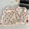 Sweet And Cute Strawberry Print Girl Can Wear Short Sleeves And Trousers Loungewear Can Wear Women Outside