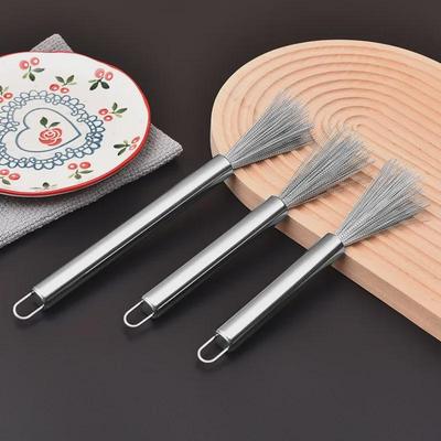 Stainless Steel Long-Handle Kitchen Cleaning Brush for Dishes and Pots