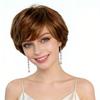 Women Stylish Short Layered Wave Hair Synthetic Golden Brown Wigs with Bangs for Daily Cosplay Lolita Heat Resistant Fibre
