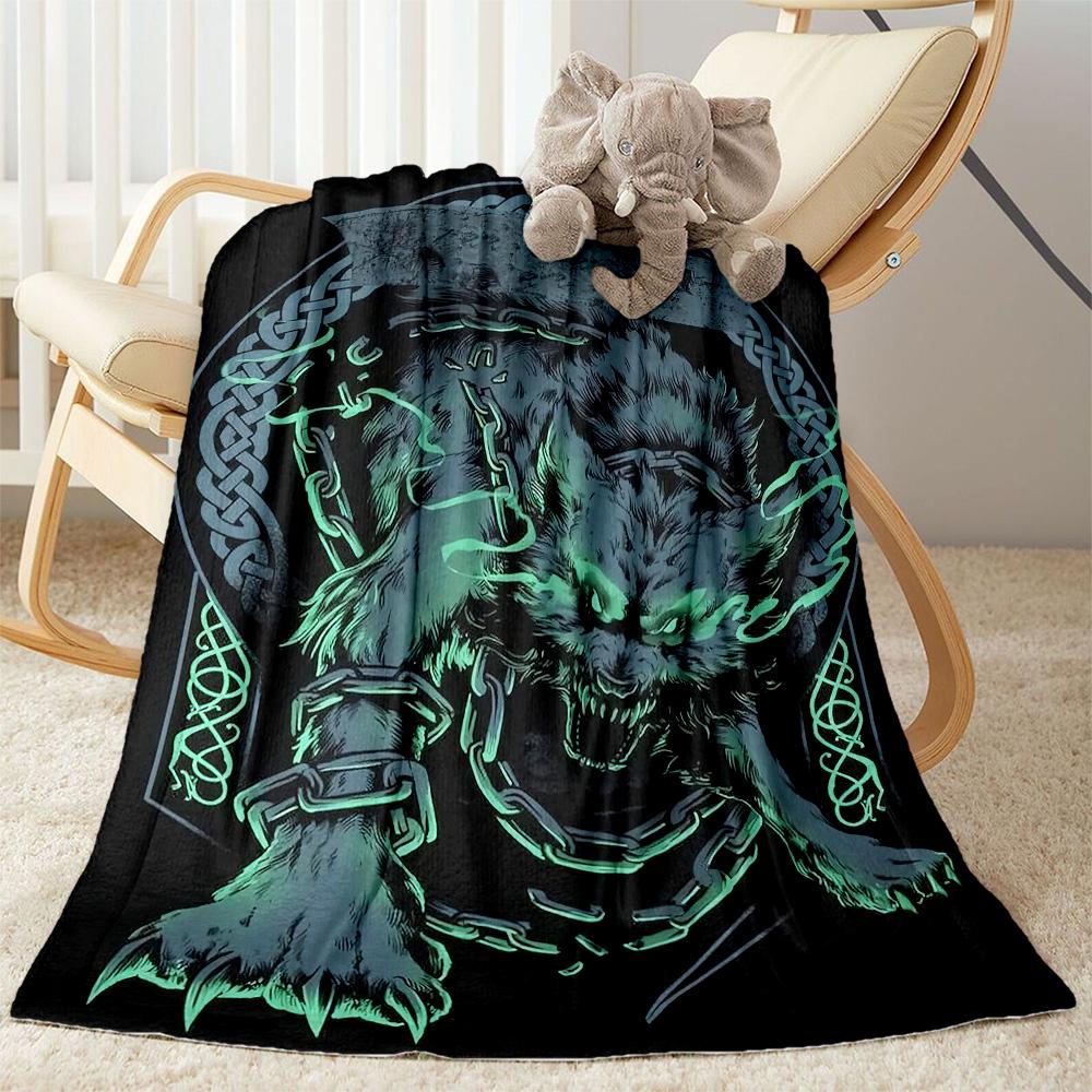 Viking Compass And Wolves Blankets Are Suitable for Living Rooms,making Them an Ideal Choice for Outdoor Travel and Gifts.