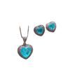 Bijoux Simulation Paraiba, Ensemble Bleu Paraiba en Forme de Cœur Boucles d'Oreilles Puces Pierre Principale 9 * 9 Pendentif 12 * 12