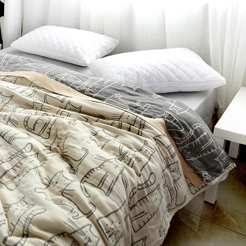 Coperta-asciugamano in garza a quattro strati di cotone di bambù giapponese per tutte le stagioni - Coperta comoda per studenti, misura singola/doppia