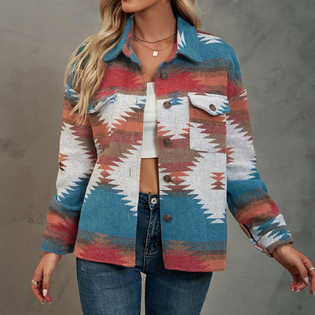 Damenmode Langärmliger Wollmantel mit Revers und Knopfaufdruck