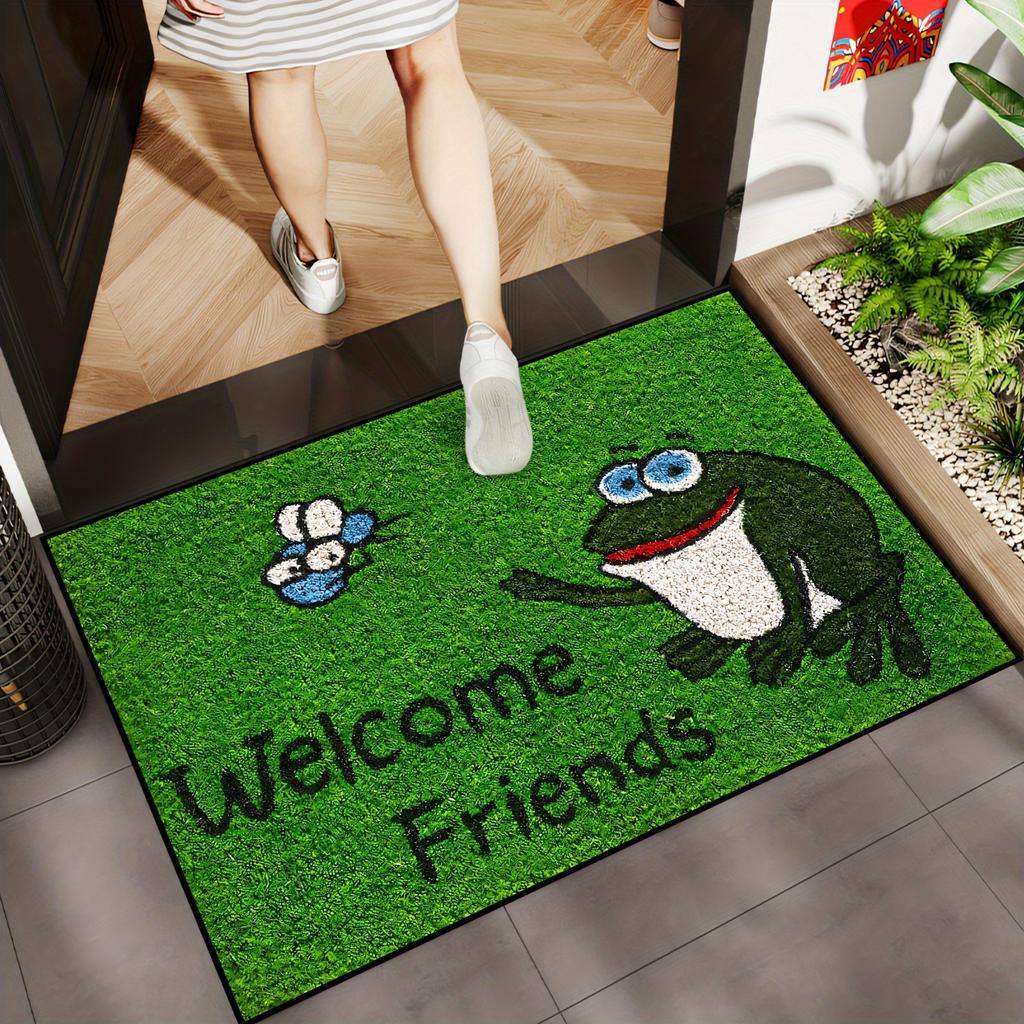 VIKAMA Cartoon Frog Carpet Doormat Green Welcome Mat Rug For Bedroom Carpet For Live Room Outdoor Carpet Thin Home Decoration