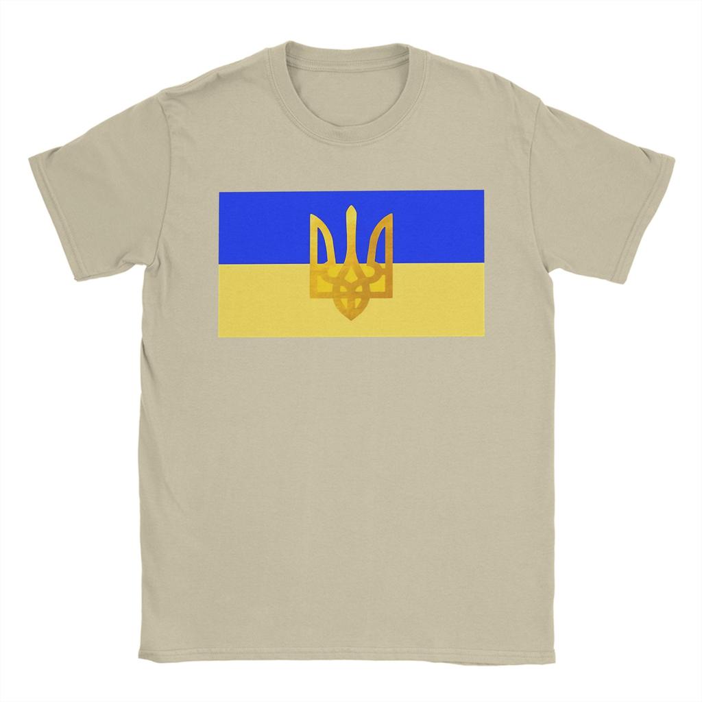 Ukraine Flagge T-Shirt für Herren Tolles Baumwoll-T-Shirt Rundhals Kurzarm T-Shirts Geburtstagsgeschenk Oberteile