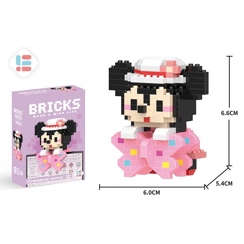 Disney Anime Πριγκίπισσα Κτίσιμο Μπλοκ Stitch Mickey Mouse μίνι Φιγούρες Δράσης Παιχνίδια Μπλοκ Τούβλα Συναρμολόγηση Παιχνίδια Παιδικά Δώρα