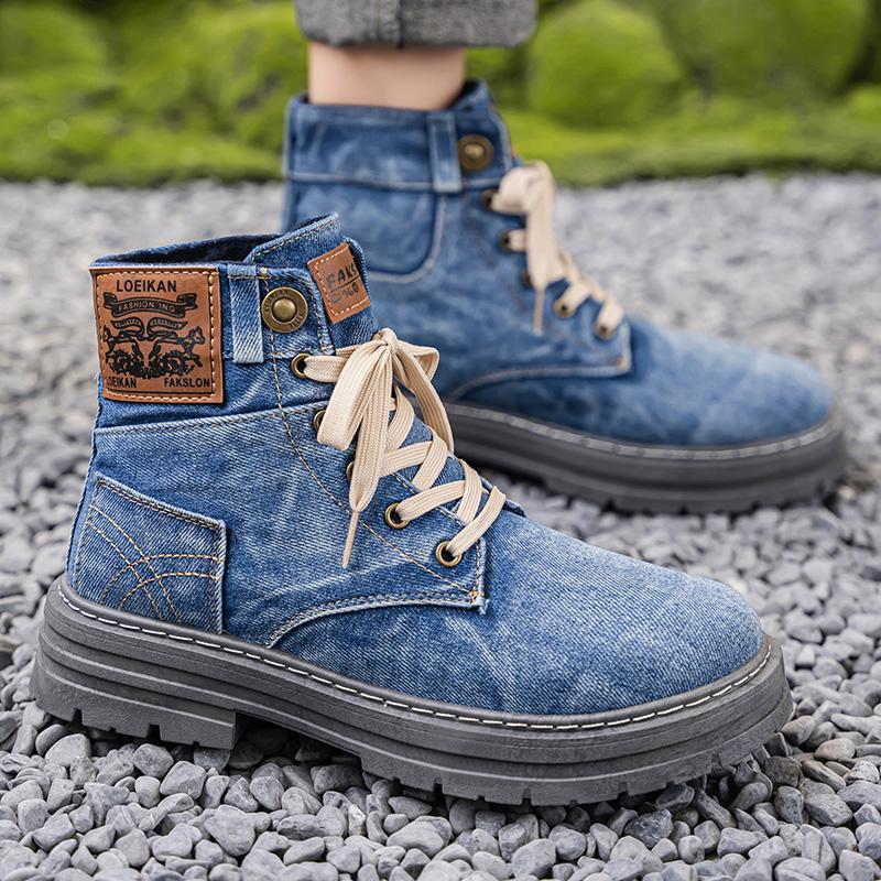 Men's High-top Denim Boots,Casual Sports Shoes, Trendy and Fashionable Men's Boots, Street Fashion Walking Boots and Men's Boots