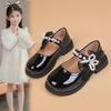 Girls' Pearl Bow Princess Shoes - Spring/Autumn Fashionable Leather, Korean & British Style, Casual & Performance Wear